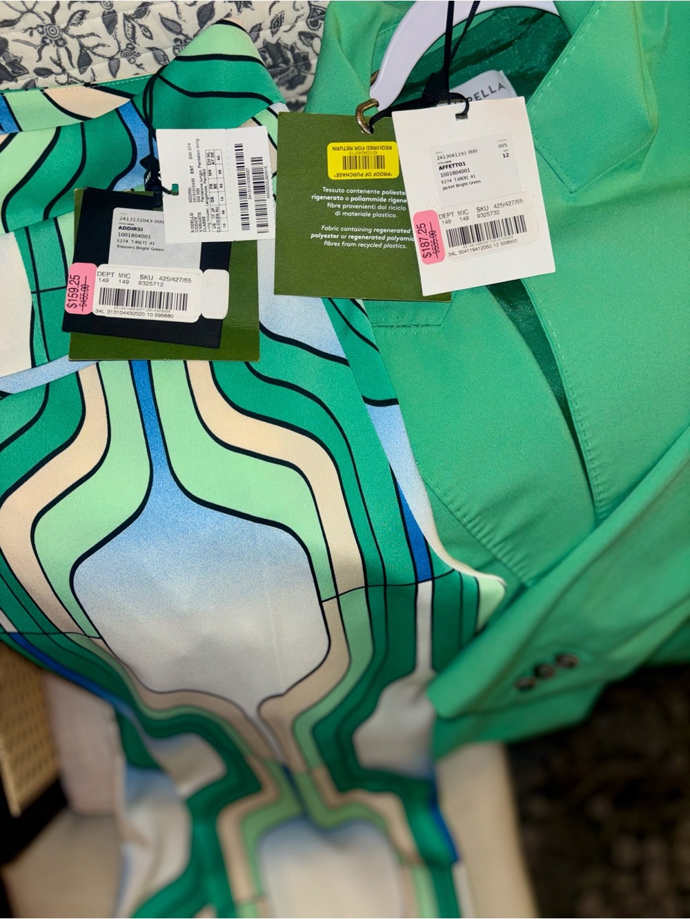 MARELLA 365. ART Green & Teal Geometric Pantsuit - Pants Only - Picture 5 of 5